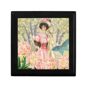 Pink Floral Victorian Woman Regency Gift Box