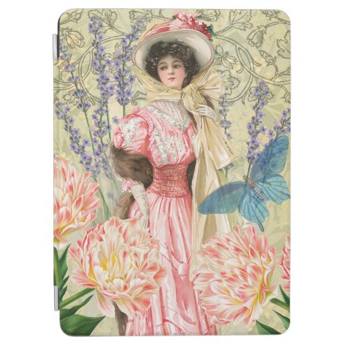 Pink Floral Victorian Woman Regency iPad Air Cover
