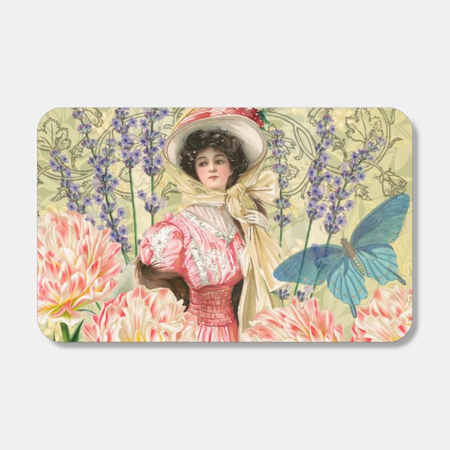 Pink Floral Victorian Woman Regency Matchboxes (Front)
