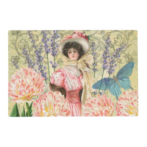 Pink Floral Victorian Woman Regency Placemat