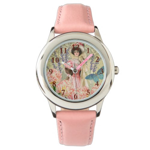 Pink Floral Victorian Woman Regency Watch