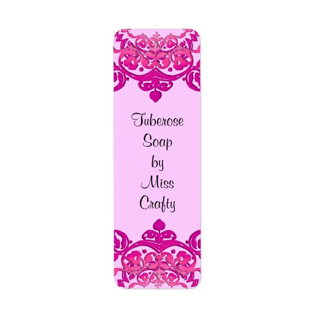 Pink Floral Vintage Art Custom Craft Labels (Front)