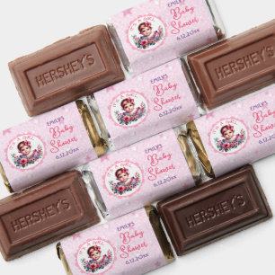 Pink Floral Vintage Baby Shower Thank You Hershey's Miniatures