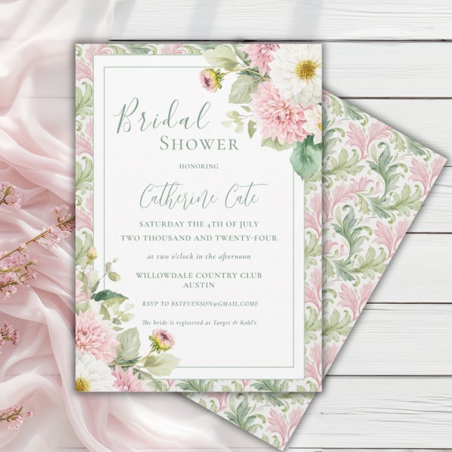 Pink Floral Vintage Bridal Shower Invitation (Creator Uploaded)