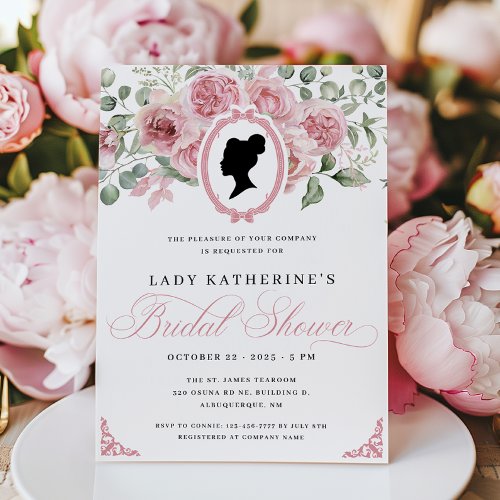 Pink Floral Vintage Bridal Shower Invitation