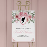 Pink Floral Vintage Bridal Shower Welcome Sign<br><div class="desc">Inspired by the romantic charm of the Regency era, this sign features delicate blush pink greenery and watercolor botanical flowers, reminiscent of a Victorian flower garden. The elegant black woman silhouette and flourish script calligraphy add a vintage touch, making it the perfect statement piece for a bridal shower infused with...</div>