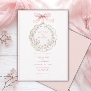 Pink Floral Vintage Elegant Wedding Invitation
