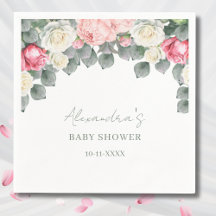Pink Floral Vintage Garden Roses Baby Shower