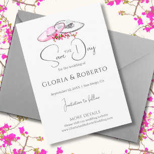 Pink Floral Vintage Mexican Wedding Save the Date Enclosure Card