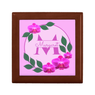 Pink floral vintage personalized name initial gift box