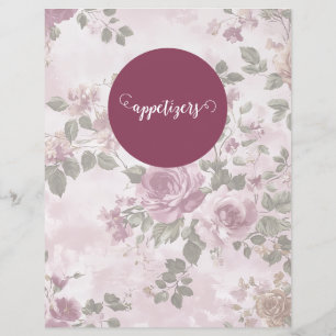 Pink Floral Vintage Recipe Binder Divider