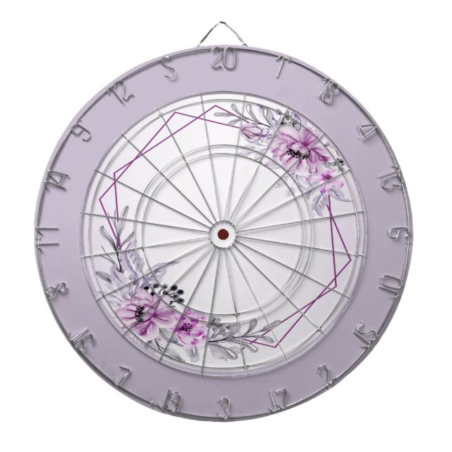  Pink Floral Violet Purple Frame Beautiful Rustic Dart Board (Front)