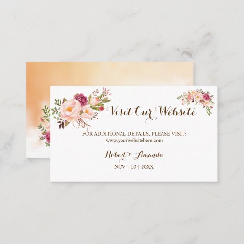 Pink Floral Visit our Website Wedding insert card
