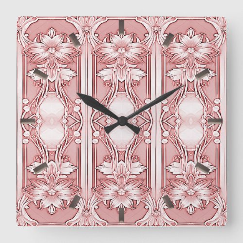 Pink Floral Wall Clock