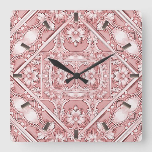 Pink Floral Wall Clock