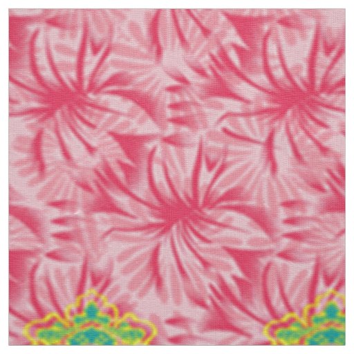Pink Floral Wallpaper. Boho Ethnic Textile Fabric