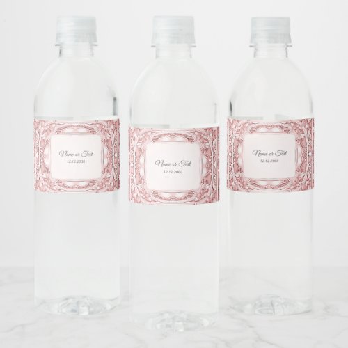 Pink Floral Water Bottle Label