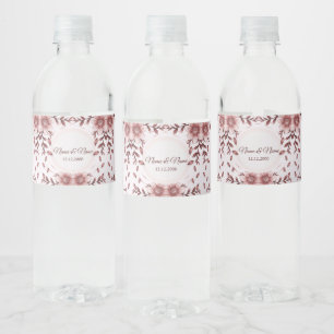 Pink Floral Water Bottle Label