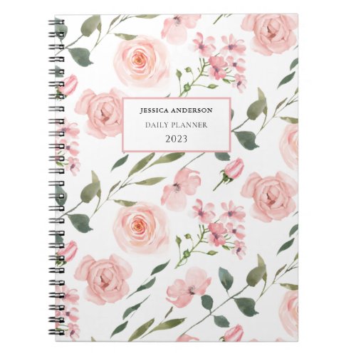 Pink Floral Watercolor 2023 Planner  Notebook