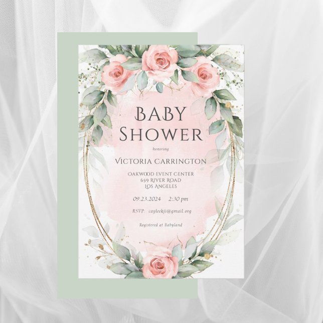 Pink Floral Watercolor Baby Girl Shower Invitation (Creator Uploaded)