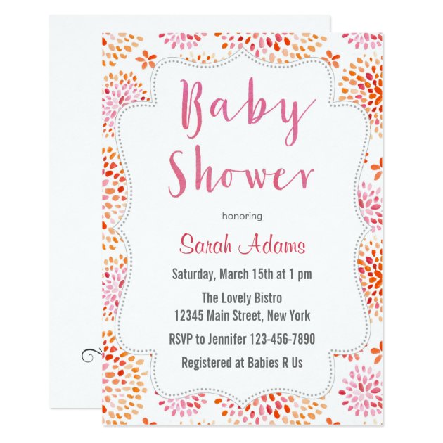 Pink Floral Watercolor Baby Shower Invitation
