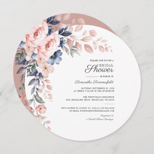 Pink Floral Watercolor Bloom Bridal Shower Invitation