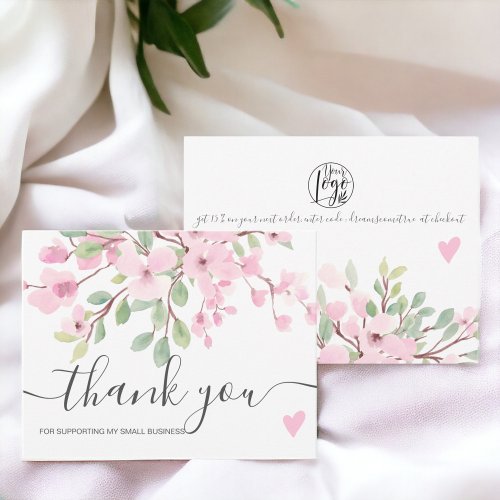 Pink floral watercolor blossoms order thank you