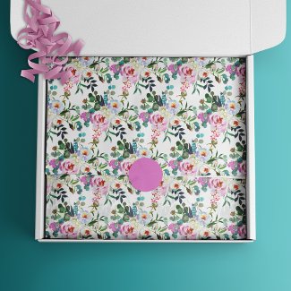 Pink Floral Watercolor Bohemian Pattern tissue paper
