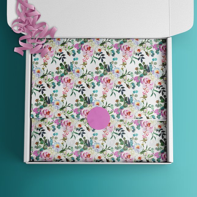 Pink Floral Watercolor Bohemian Pattern Tissue Paper (Creator Uploaded)