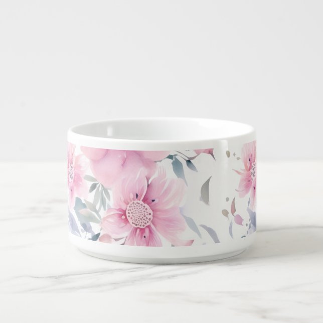 Pink Floral Watercolor  Bowl (Center)