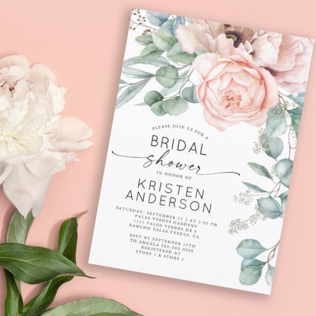 Pink Floral Watercolor Bridal Shower Invitation (Creator Uploaded)