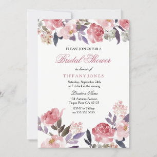 Pink Floral Watercolor Bridal Shower Invite
