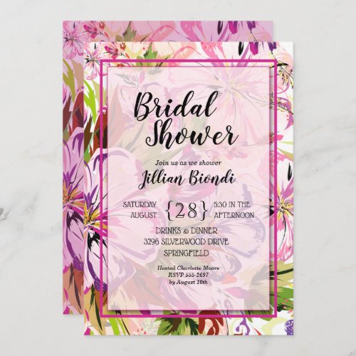 Pink Floral Watercolor Bridal Shower Invites