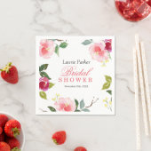 Pink Floral Watercolor Bridal Shower Napkin (Insitu)