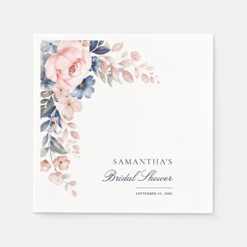 Pink Floral Watercolor Bridal Shower Paper Napkins