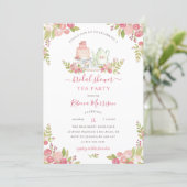Pink Floral Watercolor Bridal Shower Tea Party Invitation (Standing Front)