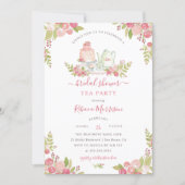 Pink Floral Watercolor Bridal Shower Tea Party Invitation (Front)