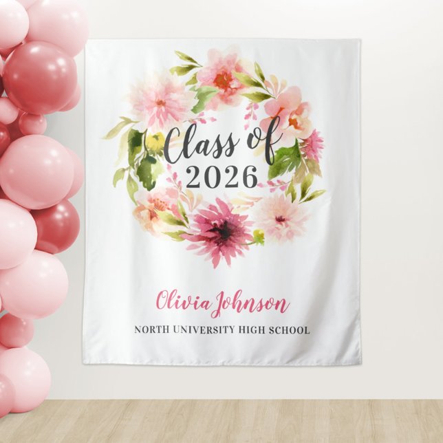 Pink Floral Watercolor Class of 2026 Backdrop (Creator Uploaded)
