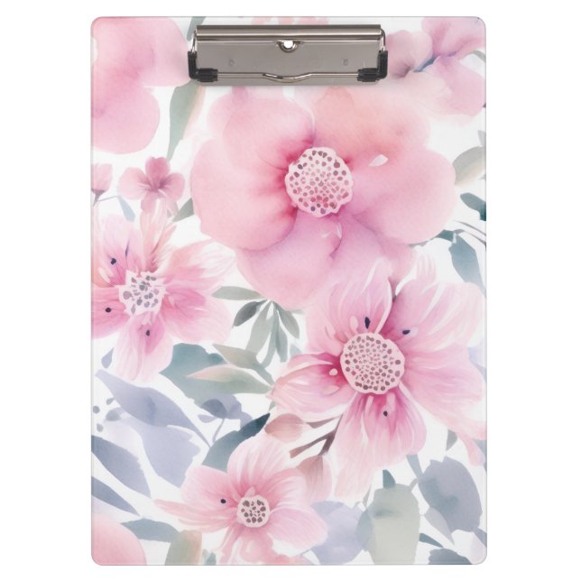 Pink Floral Watercolor  Clipboard (Front)
