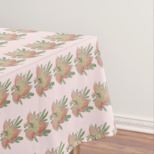 Pink Floral Watercolor Daylily Tablecloth