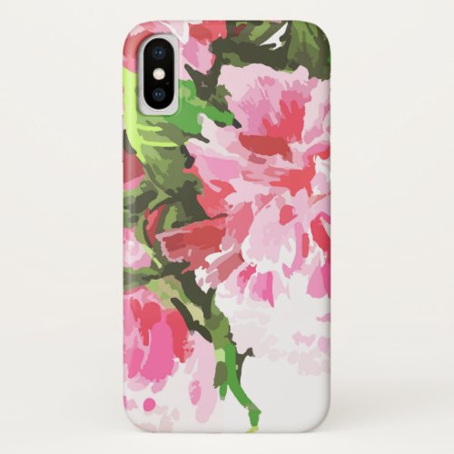 Pink Floral Watercolor Design iPhone XS Case