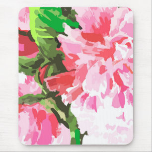 Pink Floral Watercolor Design Mouse Pad
