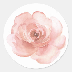 Pink Floral Watercolor Elegant Pretty Classic Round Sticker