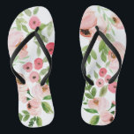 Pink floral watercolor elegant wedding flip flops<br><div class="desc">Pink floral watercolor design. Make your life easier with this thoughtful wedding or birthday gift and show someone special you care,  or just treat yourself. Part of a collection.</div>