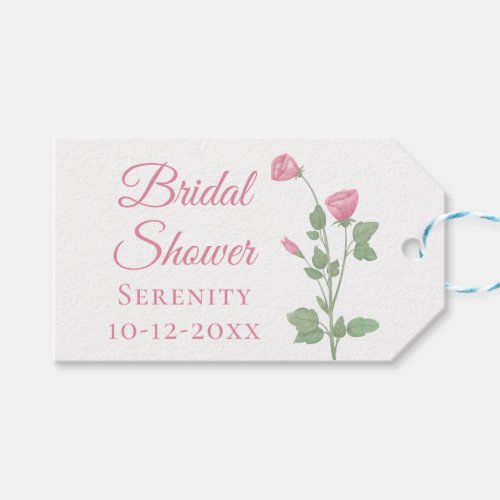 Pink Floral Watercolor Flowers Bridal Shower Gift Tags