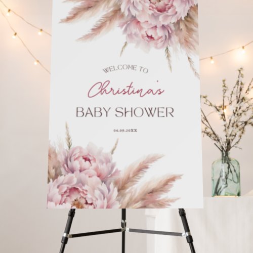 Pink Floral Watercolor Girl Baby Shower Welcome  Foam Board
