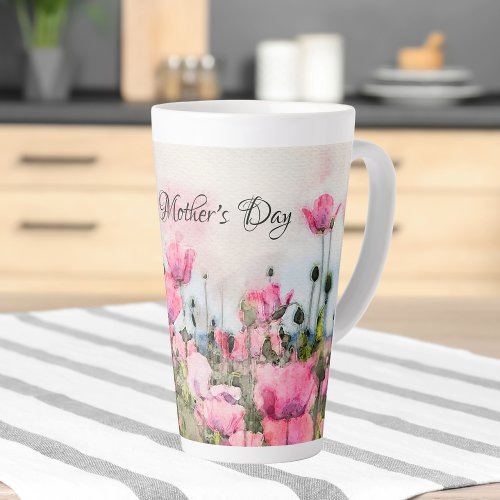 Pink Floral Watercolor Happy Mothers Day  Latte Mug