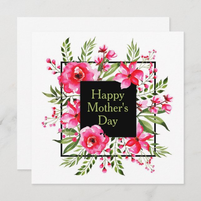 Pink Floral Watercolor Invitation (Front/Back)