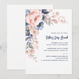 Pink Floral Watercolor Mother's Day Brunch Invitation