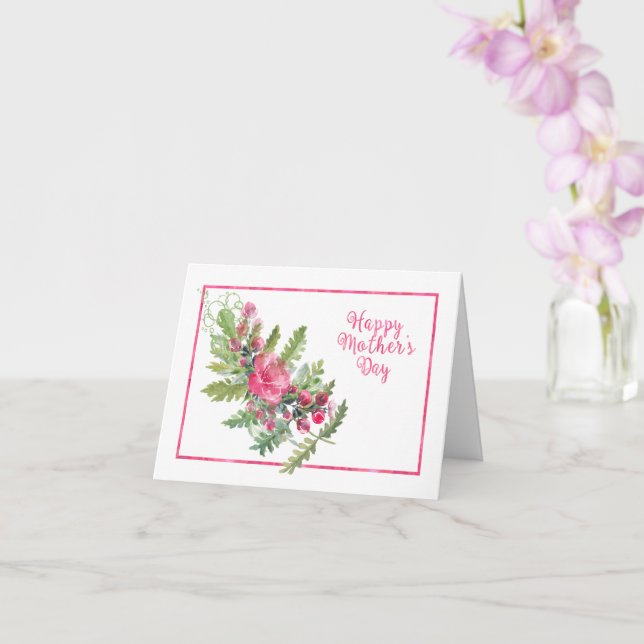 Pink Floral Watercolor Mother's Day Card (Orchid)
